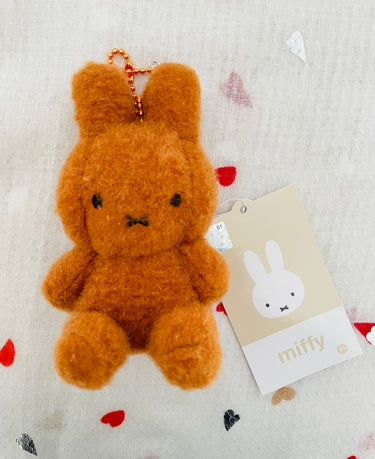Miffy Fluffy Sitting Plush Keychain 8cm Brown Miffy